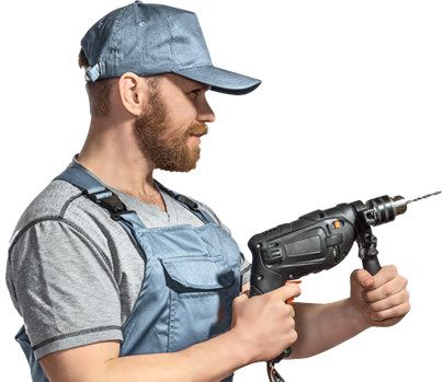 Worker with drill